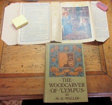 Antique The Woodcarver Of Lympus.  M.E. Waller. 1912 Dust Jacket DJ illustrated picture