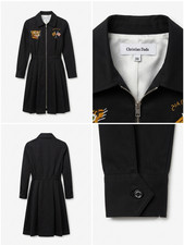Christian Dada Black Long Dress Tiger Embroidery Cotton Regular Fit S (JP  36) picture
