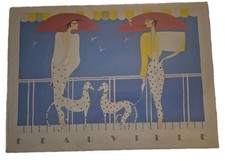 Vintage Lea Deauville Poster W Turnowsky Tel Aviv Women Greyhound Dogs Israel picture