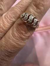 Vintage 10K Yellow Gold Genuine Diamond Dome Swirl Ring QJ Size 6 Estate picture
