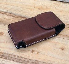 BROWN Leather Custom Phone Holster Magnetic Sheath For Phones CUSTOM SIZE picture