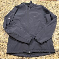 Marmot Mens Black Softshell Fleece Lined Full Zip Jacket Large Windbreaker picture