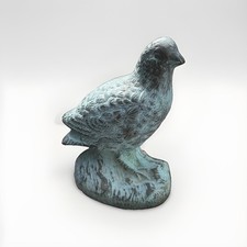 Vintage Cast Metal Quail Bird Patina Weathered Look Feathers Heavy Pigeon Dove picture