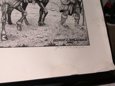 Original Stippling B & W Picture, Framed depicting 