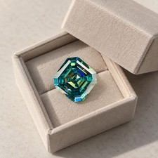 4.18CT Teal Blue Cushion Cut Moissanite 10mm Loose Gemstone for Ring picture