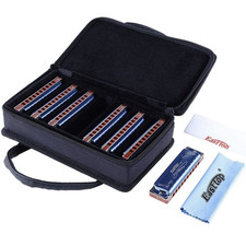 Easttop 008K Diatonic Harmonica Key of C Blue/Brown/Silver/Black w/ Case Kit picture