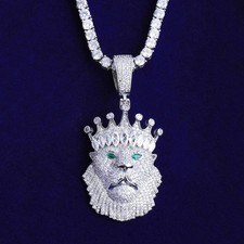 The Domain | VVS Diamond CZ 5AA+ Lion Kings Crown Hip Hop Pendant Chain Necklace picture