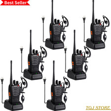 6 BAOFENG Walkie Talkies 888S 6Earpiece UHF 16 Channel Handheld Two Way Radios picture