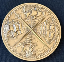 1979 Franklin Mint Calendar Medallion Sailing Ships Medal Bronze picture