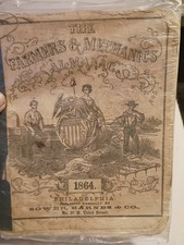 Antique 1864 Farmers & Mechanics Almanac Philadelphia Civil War Era Complete