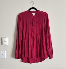Boho Hippie Summer Sundance Womens Medium Top Popover Button Pink Cute Flowy picture