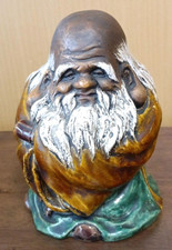 Vintage Japanese Old Kutani Ware Pottery KOTOBUKI-ROJIN Fukurokuju Statue H18cm picture