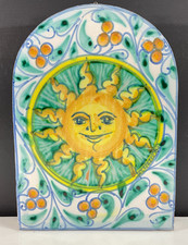 Vietri Frantantoni First Stone Italian Sun Wall Plaque Hand Painted Signed VTG picture