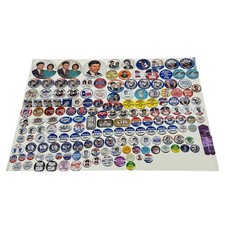 Vintage 1988 Dukakis Bentsen Campaign Pinback Buttons Lot 164 + Ribbon Political picture