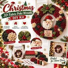 3D Fabric Poke Wreath DIY Kit, Unique No‑Sew Christmas Fabric Poke Art Craft Kit picture