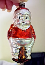 Smitty Antique Vtg Whistling Chubby Boy Glass Xmas Figural Ornament Germany picture