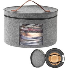 Large Round Hat Storage Box for Women Men Travel Organizer Case w/ Dustproof Lid picture