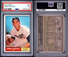 1961 Topps #344 Sandy Koufax PSA 5 EX - LA Dodgers HOF Vintage Card picture