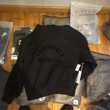 Essentials Fear of God Black Logo Crewneck Pullover Men’s Sweatshirt Size L picture