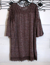 Rebellion Knit Tunic Women's Top Size 2X Long Sleeve Mauve Round Neck picture