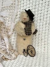 Vintage OOAK Lori Ann Baker Snowman Artist Teddy Bear Christmas Signed 7” picture