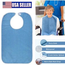 Adult Bibs For Eating Washable Reusable Clothing Protector Adjustable Closure picture