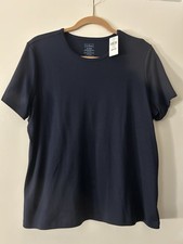 NWT LL Bean Raven Blue Pima Cotton Crewneck Short Sleeve Size XL Regular picture