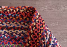 Oval Chindi Jute Rug Hand Braided Bohemian Mat Reversible Natural Carpet picture