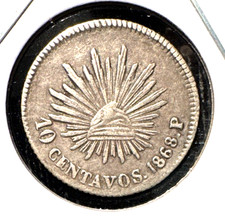 Mexico 1868 P 10 centavos KM 402.1 XF picture