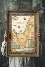 1928 Holy Land Israel Palestine Pictorial Map Poster Biblical Vintage Wall Art picture