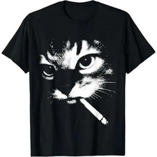 Funny Smoking Cat Meme Cool Cat Joke T-Shirt  unisex T-shirt  Sizes S-5XL picture