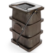 FCMP Outdoor WG4000 45 Gal Wood Grain Rain Water Catcher Barrel Container, Brown picture