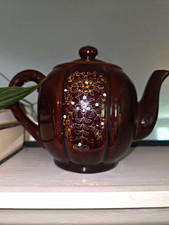 Antique 1940s Japanese Moriage Hand Painted Teapot. Vintage Floral Decoration. picture
