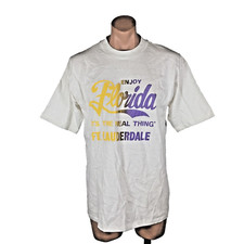 VTG 90s ENJOY FLORIDA Its The Real Thing FT. LAUDERDALE t-shirt White XL USA picture