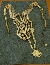 Vintage Kenyan Bovine Bone Elephant Statement Necklace 28