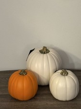 New Ashland Set of 3 Pumpkins Autumn Fall Halloween Thanksgiving Carve Paint picture