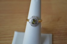 0.90ct Ambanja Demantoid Garnet/Diamond Ring 18k YG Plated over Fine Silver Sz 6 picture