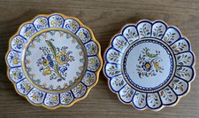 2 Talabricense Talavera Art Pottery Wall Plates Hand Painted Spain VTG picture