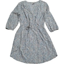 LOFT Outlet Mini Dress Beige Women's Size M Blue Orange Floral Print Tie Waist picture