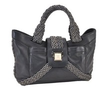 Authentic LOEWE Vintage Anagram Hand Tote Bag Leather Black 794AB picture