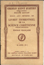 Christian Science Quarterly, French Edition, July-Sept 1959 Livret Trimestriel picture
