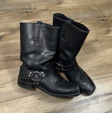 Vintage 90s Frye Harness 12R Black Made in USA Square Toe Leather Boots Size 14 picture