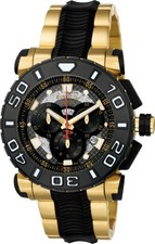 RARE Invicta Reserve OCEAN HAWK Chrono SWISS Made 18k Gold-Plated Black SS Watch picture