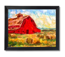 Guajardo Art: Red Barn 14X11 Original Texture Canvas Impressionism Fine Art picture
