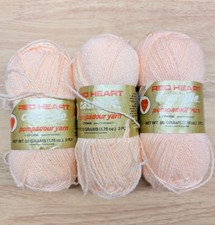 Vintage Red Heart Cashelle Pompadour Yarn Peach Pink Shimmer Lot 3 Skeins 50g picture