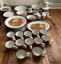 VTG Large Lot Midwinter Stonehenge Nasturtium Stoneware MCM cup plate bowl 65 pc picture