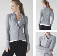 Lululemon Precision Jacket 10 Gray Heather Battleship Asymmetric Full Zip Luon picture