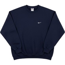 Vintage 90s Nike Crewneck Sweatshirt Mens Large Mini Swoosh Blue Made In USA picture