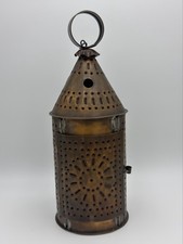 Early Primitive Paul Revere Punched Tin Candle Lantern Patina Hanging Antique  picture