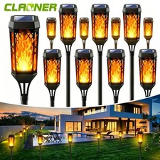 12Pack LED Solar Flame Torch Lights Outdoor Flickering Garden Yard Pathway Lamps picture